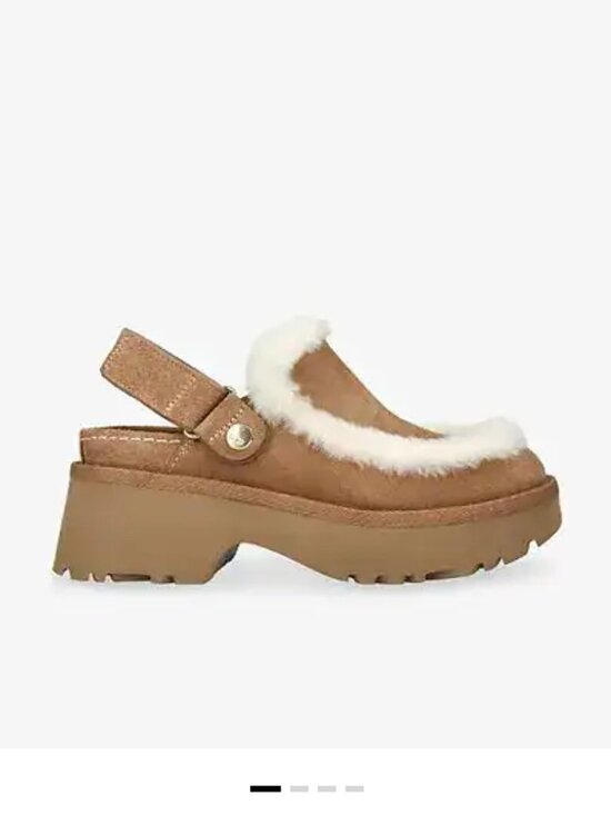 UGG Shoes - UGG Esmee Suede Block-Heel Slingback Clogs Shoes Camel Tan Suede Size 8 Women's